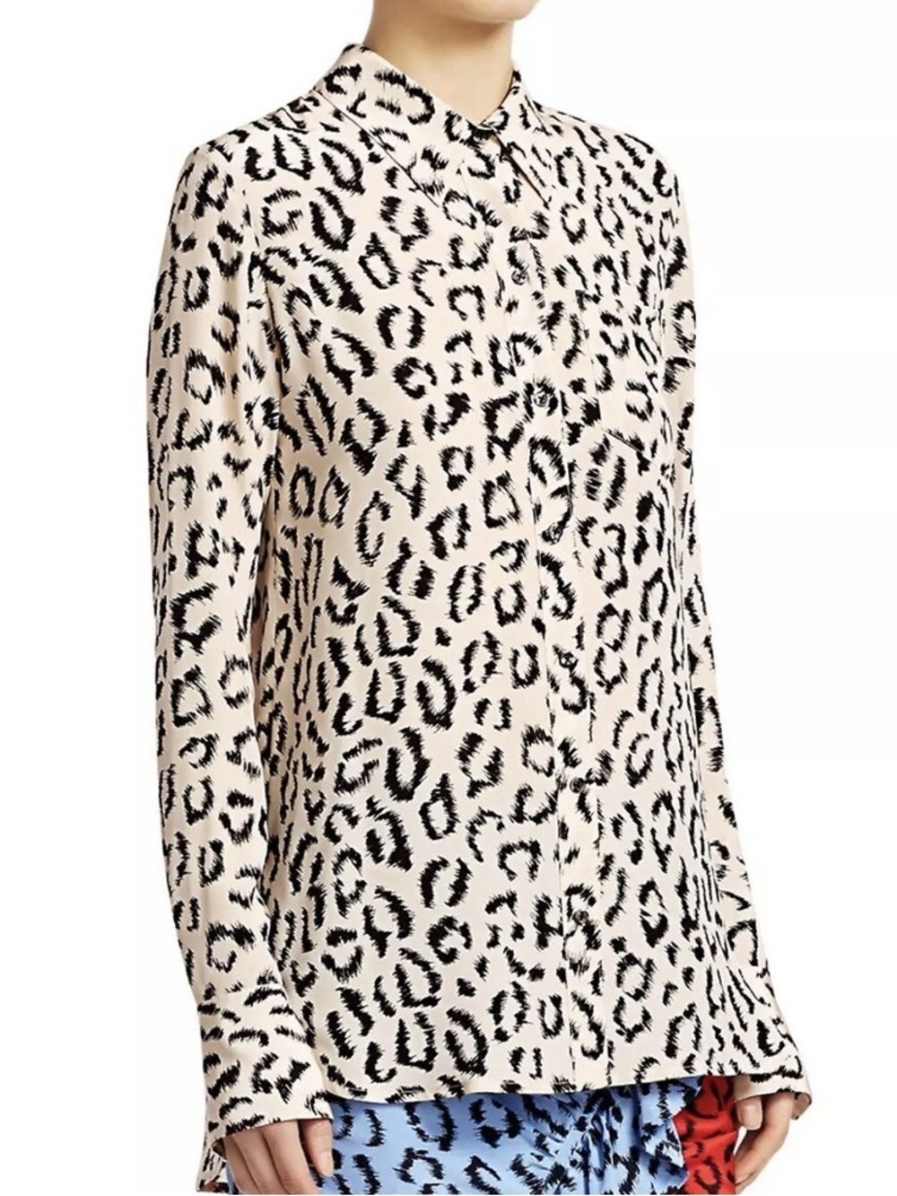 A.L.C Emerson Leopard 100% Silk Blouse in Tan/Black - 6